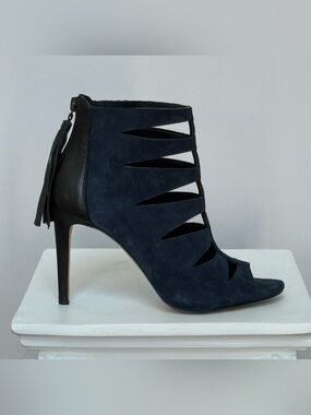 Lord & Taylor Women's Navy Suede Cutout High Heel Ankle Boot